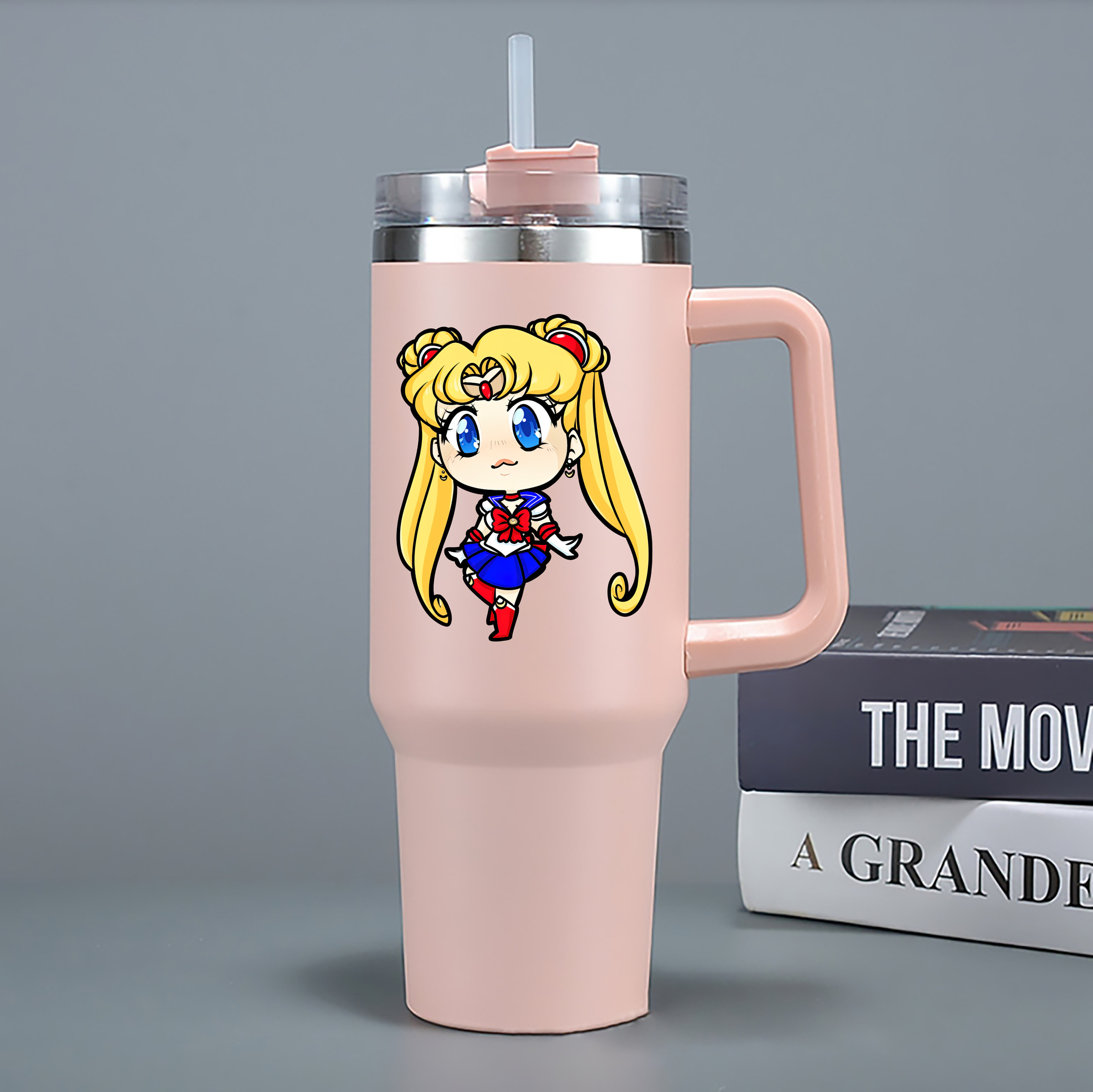 （画像用） 美少女戦士セーラームーン 月野 うさぎ つきの うさぎ Sailor Moon Tsukino Usagi 1200mL車用タンブラー - クリスタルステッカー（プラスチックストロー付き）